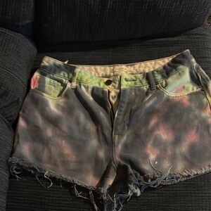 PacSun Tie-Dye Jean Shorts with Frayed Hem